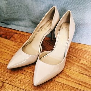 Patent Leather Nude Heels Pointed Size 8